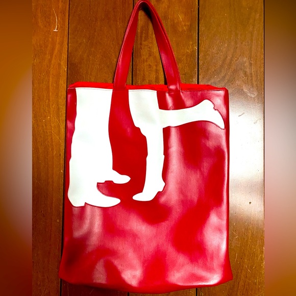 Vintage 1990s Transversion Red White “Greetings” Vinyl Tote - Picture 1 of 16